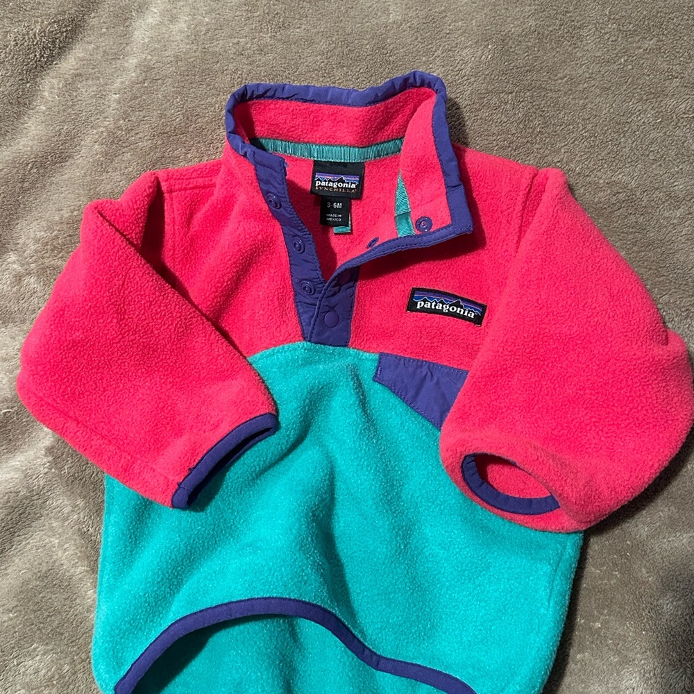 Patagonia Bright Pink and Teal Fleece Jacket